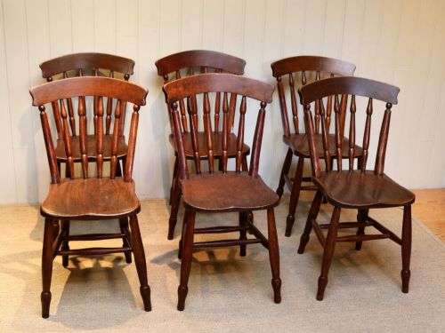 Set of Six Matched Beech Kitchen Chairs