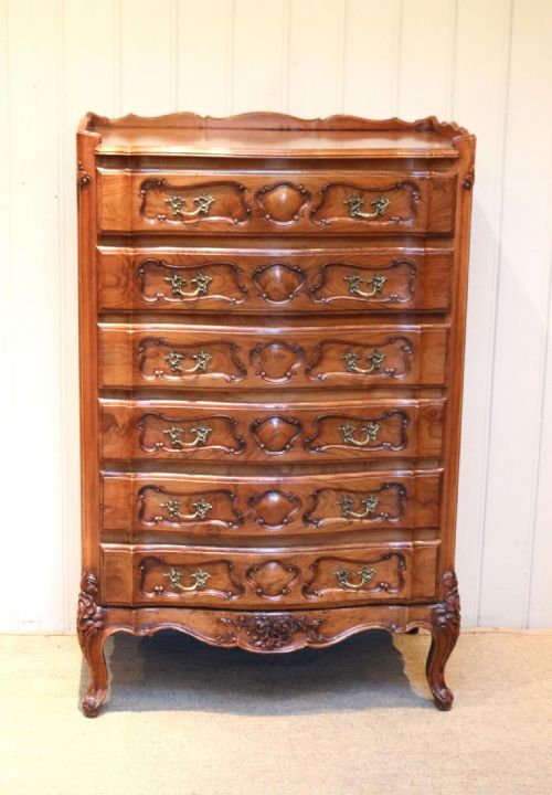French Cherry Wood Tall Chest of Drawers
