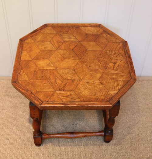 Small Oak Parquetry Top Table