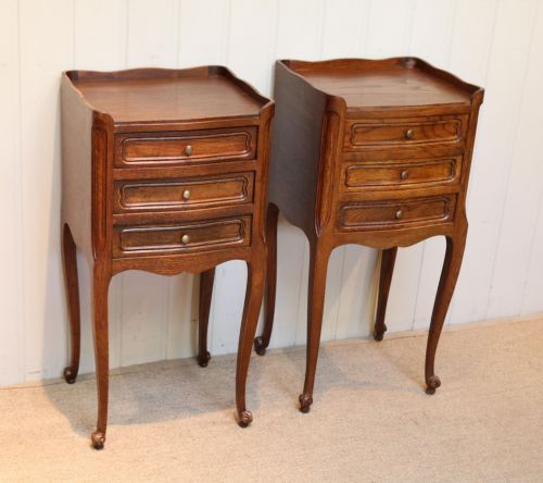 Pair of French Oak Bedside Cabinets