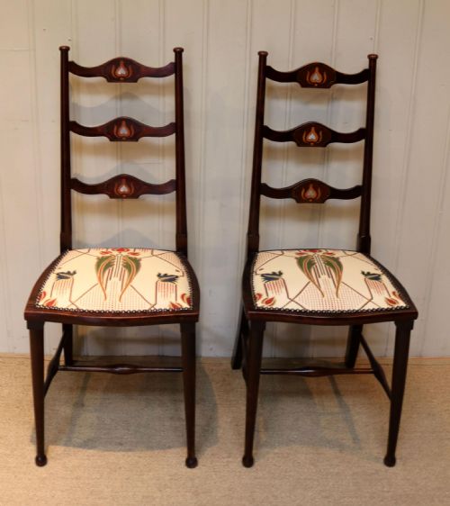 Pair of Beechwood Art Nouveau Chairs