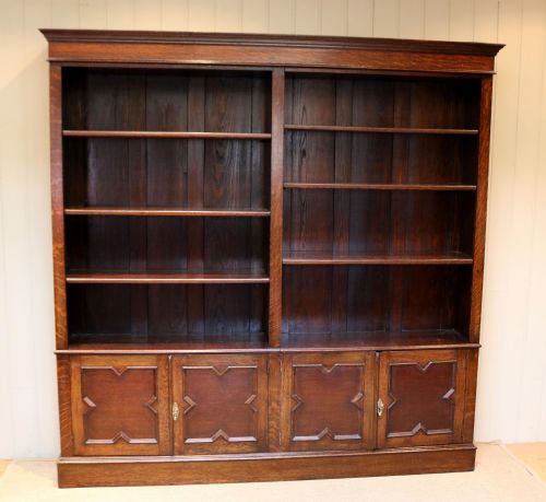 fig 1. Large Double Front Oak Open Bookcase
