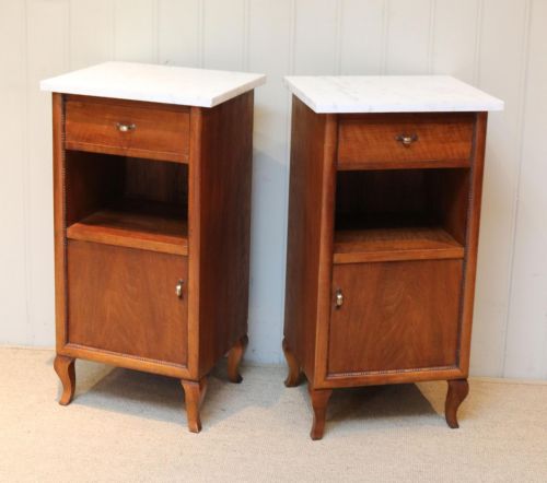 Pair of French Walnut Bedside Cabinets