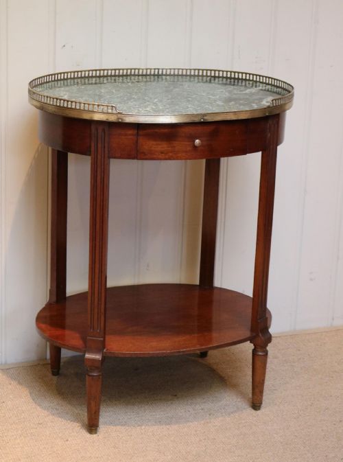 French Mahogany Marble Top Gueridon Table