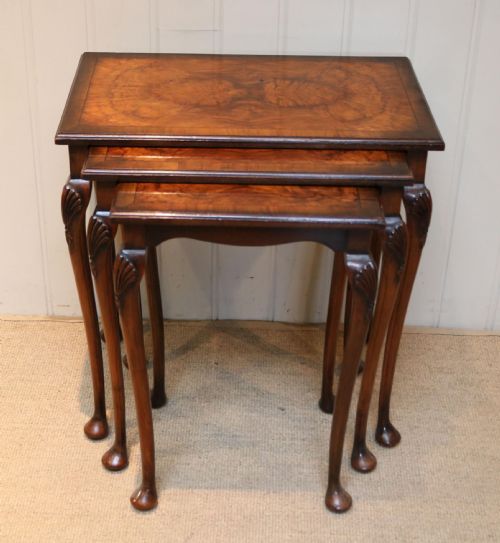1930s Walnut Nest of Three Tables