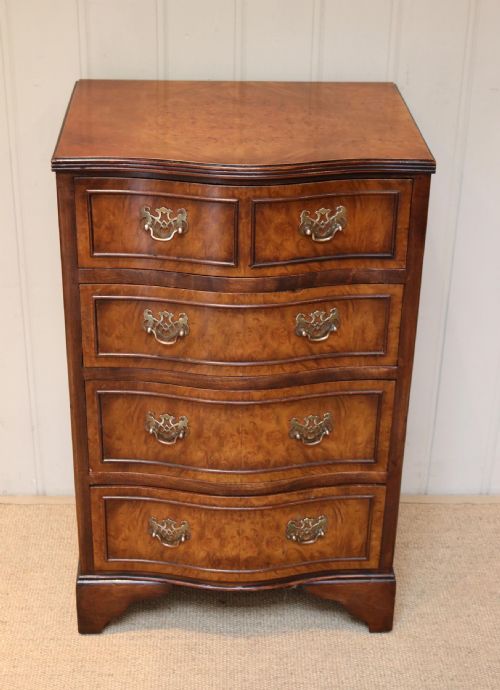 Small Proportioned Walnut Serpentine Front Chest of Drawers