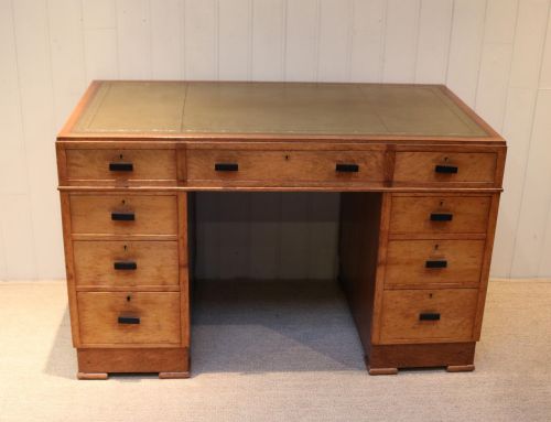 Early 20th Century Light Oak Pedestal Desk