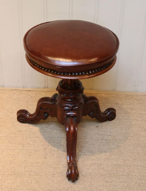 Late Victorian Walnut Adjustable Piano Stool