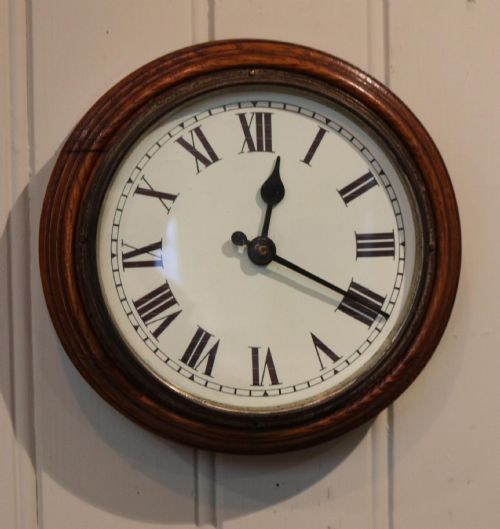 Solid Oak School Wall Clock
