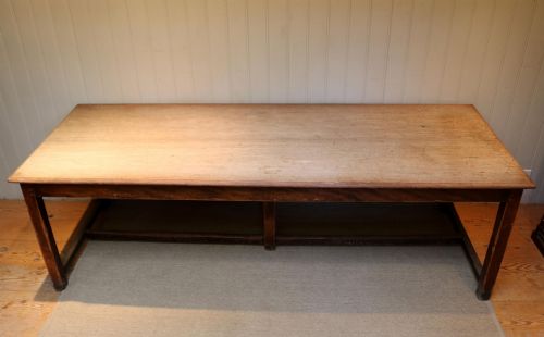 Large Light Mahogany School Refectory Table