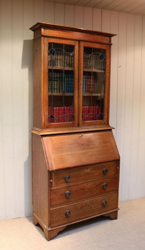 Arts and Crafts Oak Bureau Bookcase