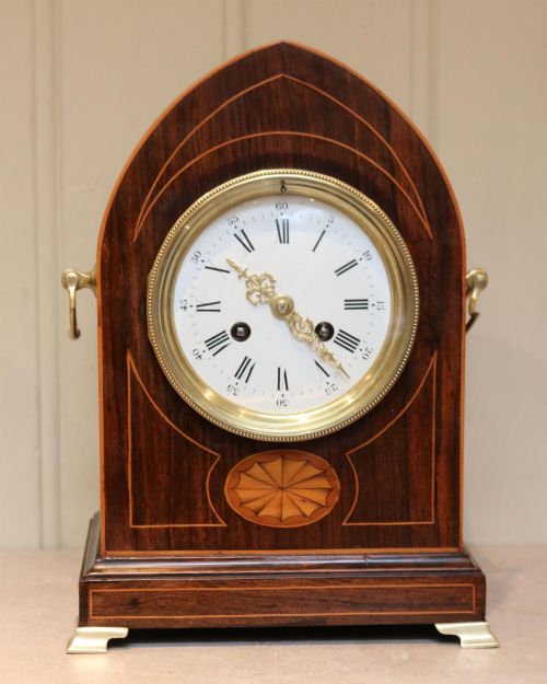 Rosewood Lancet Top Mantel Clock