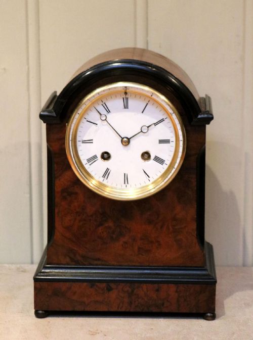 fig 1. Small Victorian Burr Walnut Mantel Clock