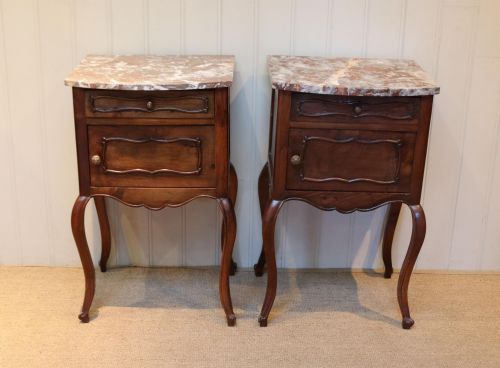 Pair of French Walnut Bedside Cabinets
