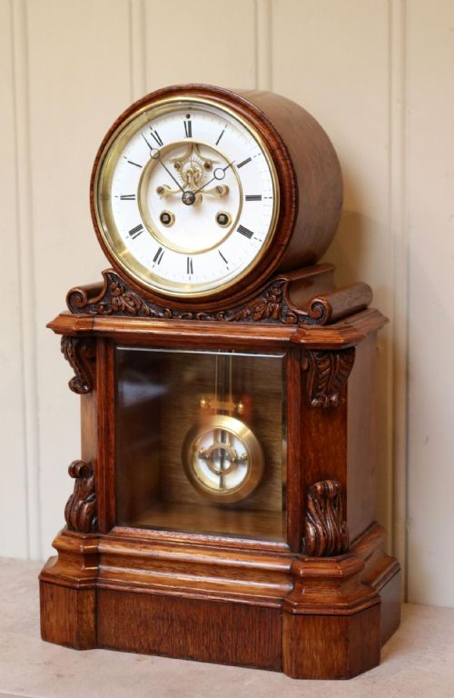 fig 1. Mid Victorian Drumhead Visible Escapement Mantel Clock