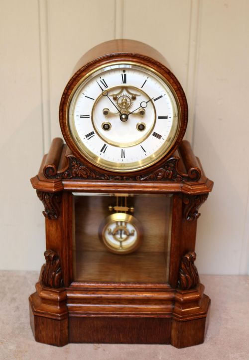 fig 2. Mid Victorian Drumhead Visible Escapement Mantel Clock