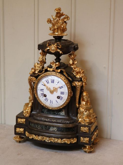 fig 1. French Louis XVI Style Parcel-Gilt Bronze Mantel Clock
