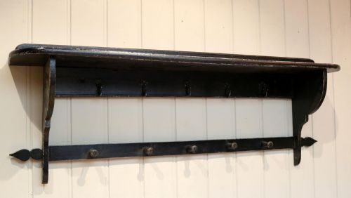 French Painted Wall Shelves with Coat Hooks