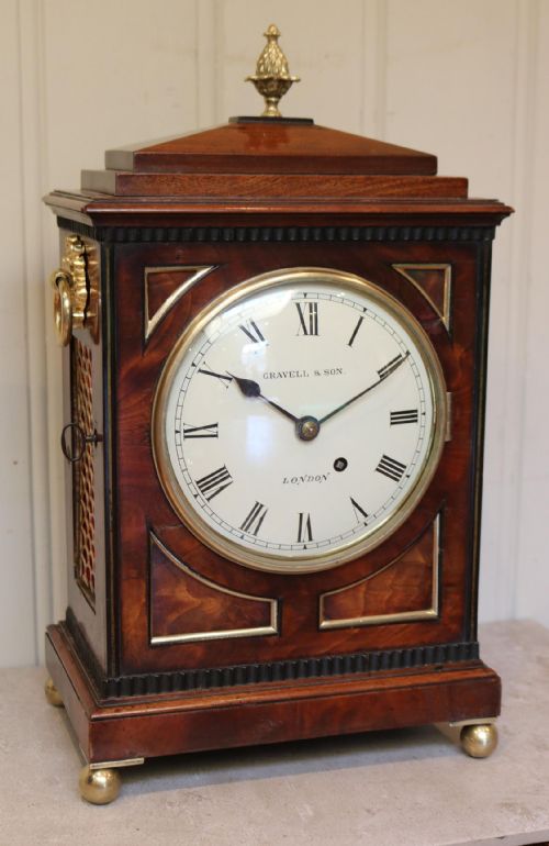 Small  Mahogany Chamfer Top Bracket Clock