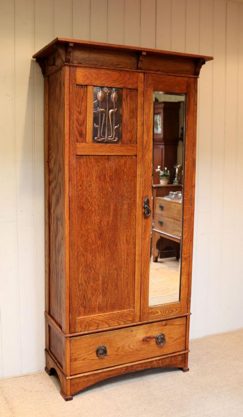 Small Proportioned Oak Arts and Crafts Wardrobe