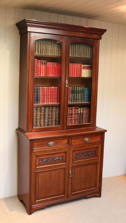 Walnut Cabinet Bookcase by James Shoolbred & Co.
