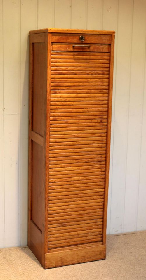 French Oak Tambour Front Filing Cabinet
