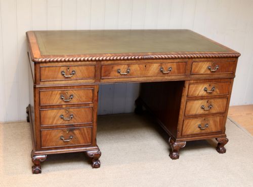 fig 1. Large Mahogany Pedestal Desk