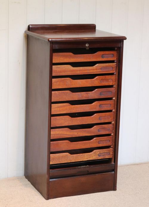 Mahogany Tambour Front Filing Cabinet