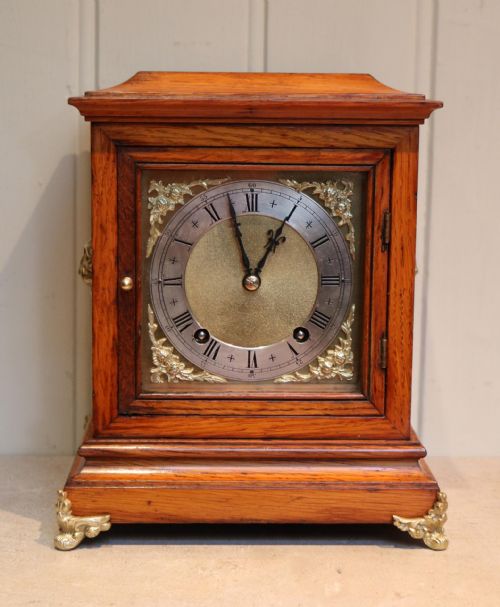 Edwardian Golden Oak Mantel Clock