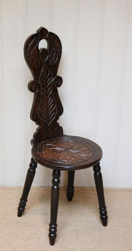 Carved Oak Spinning Chair