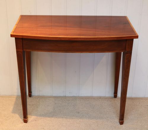 Edwardian Mahogany & Satinwood Bow Front Side Table