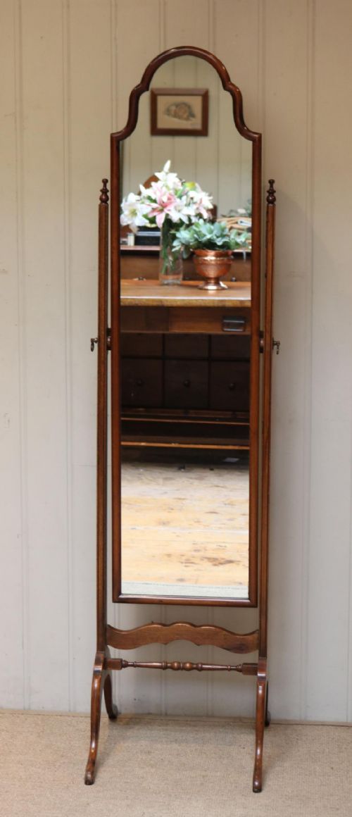 Queen Anne Style Mahogany Cheval Mirror