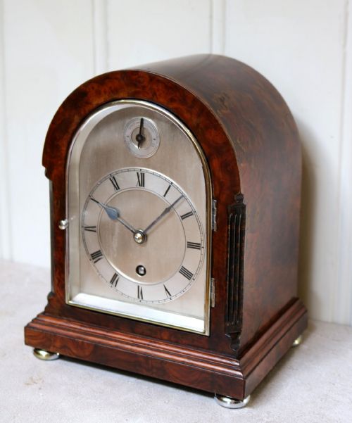 Burr Walnut Arch Top Bracket Clock