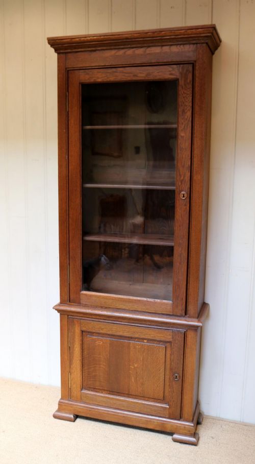 fig 1. Rustic French Oak Glazed Cabinet Bookcase