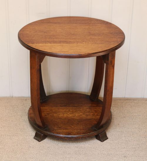 Art Deco Low Oak Circular Table