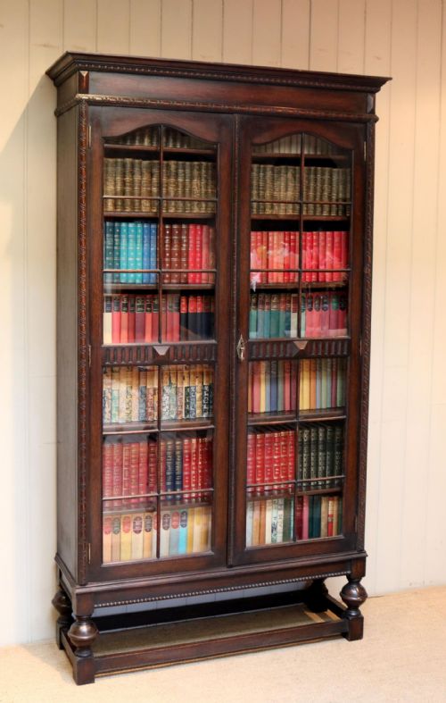 Tall Oak Glazed Bookcase