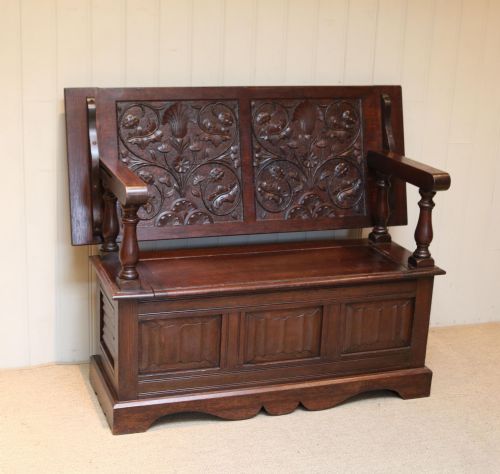 Late 19th Century Dark Oak Monks Bench