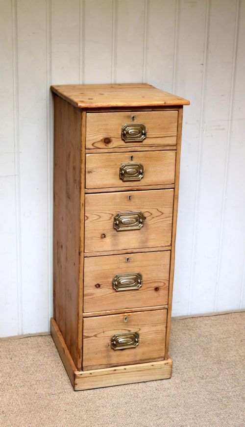 Tall Slim Pine Chest of Drawers