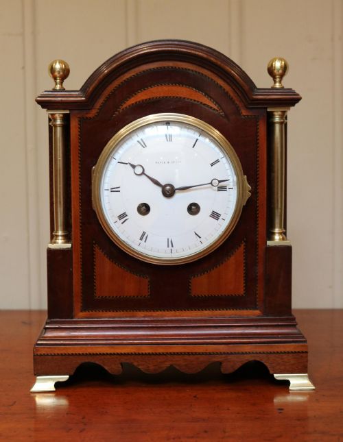 Mahogany and Satinwood Mantel Clock by Maple & Co.