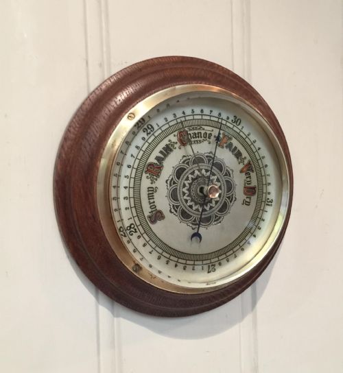 Edwardian Oak Aneroid Barometer