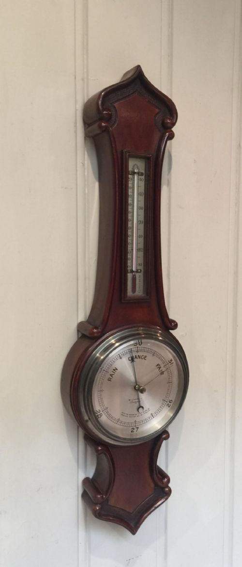 Mahogany Finish Aneroid Banjo Barometer