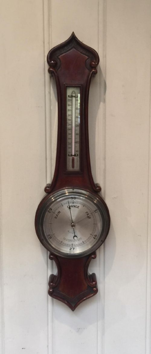 fig 1. Mahogany Finish Aneroid Banjo Barometer