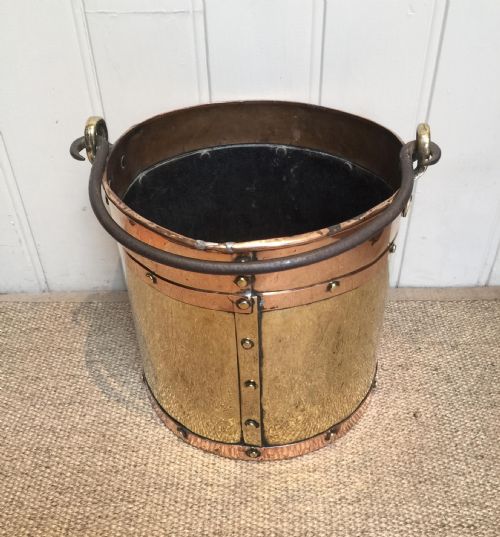 Late 19 Th Century Brass and Copper Bucket