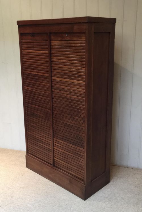 fig 1. French Oak Tambour Front Filing Cabinet