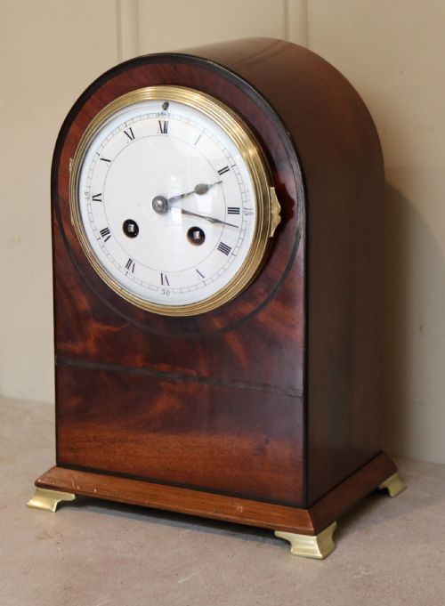 Edwardian Mahogany Arch Top Mantel Clock.