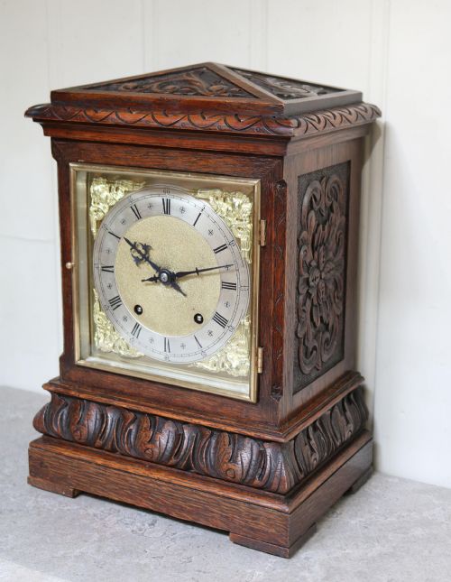 fig 1. Solid Carved Oak Bracket Clock