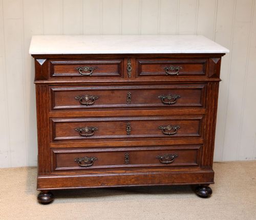 French Oak Marble Top Chest