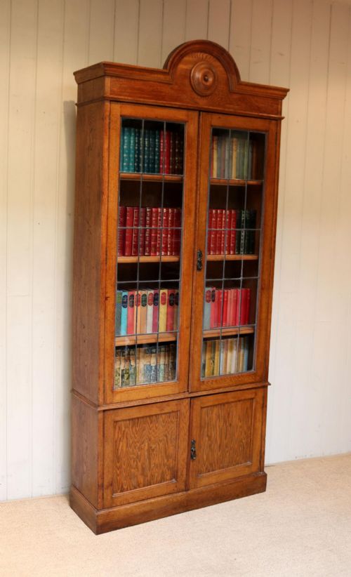 Tall Solid Oak Cabinet Bookcase
