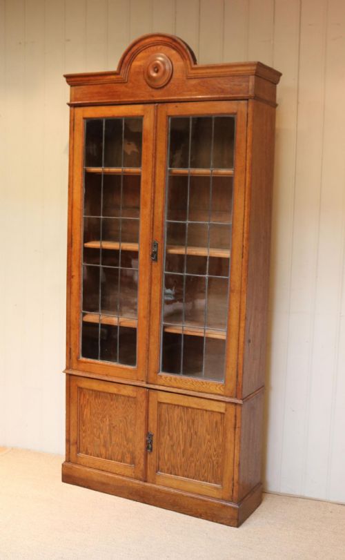 fig 1. Tall Solid Oak Cabinet Bookcase