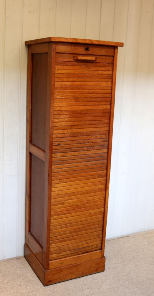 French Oak Tambour Front Filing Cabinet